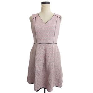 Banana Republic Sleeveless Tweed Neon Pink White Dress Size 6